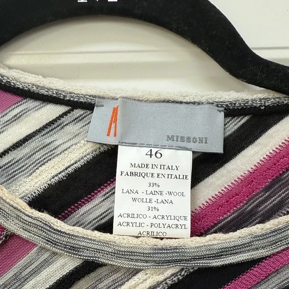 Missoni Vibrant Striped Long Sleeve Top - Pink, Black, Gray - Picture 2 of 7